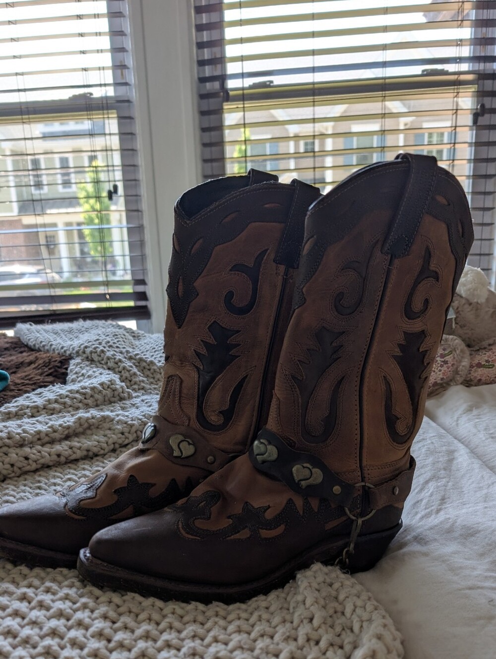 Brown Two-Tone Leather Cowboy Boots 8.5